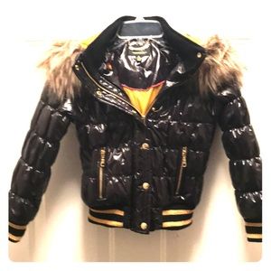 Girls Puffer Coat with fur accent hood